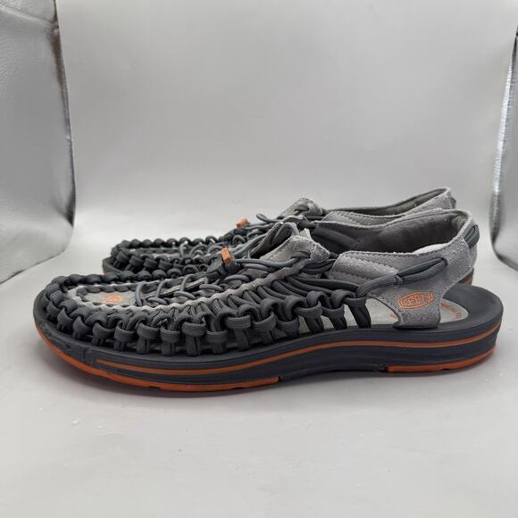 KEEN Uneek Sandals Shoes Mens Size 13 Gray Orange Woven Cord Hiking Outdoor main image 4